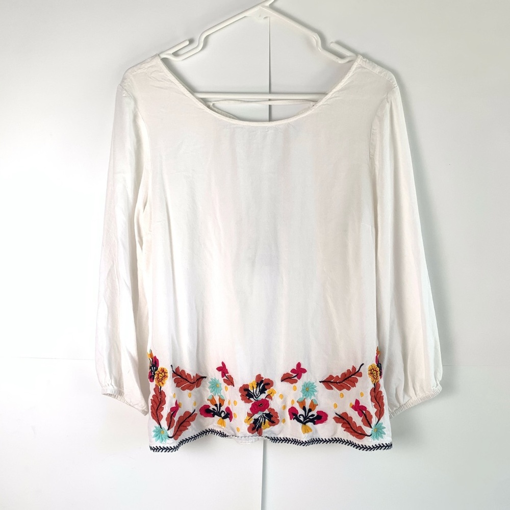 LOVER + FRIENDS floral embroidered peasant top
